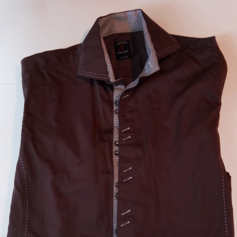 Absolute Rebellion Men's Brown Button Shirt, XXL